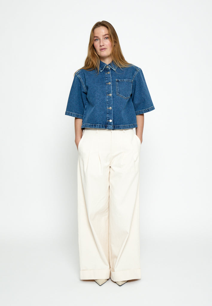Minus MSKaddi Cropped Shirt Shirt 9610 Mid Blue Denim
