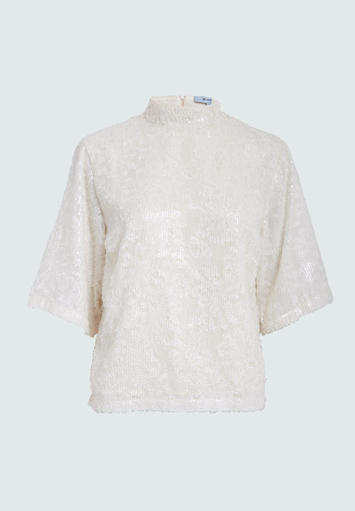 Minus MSKaisa High Neck Blouse Blouse 235 Cloud Dancer