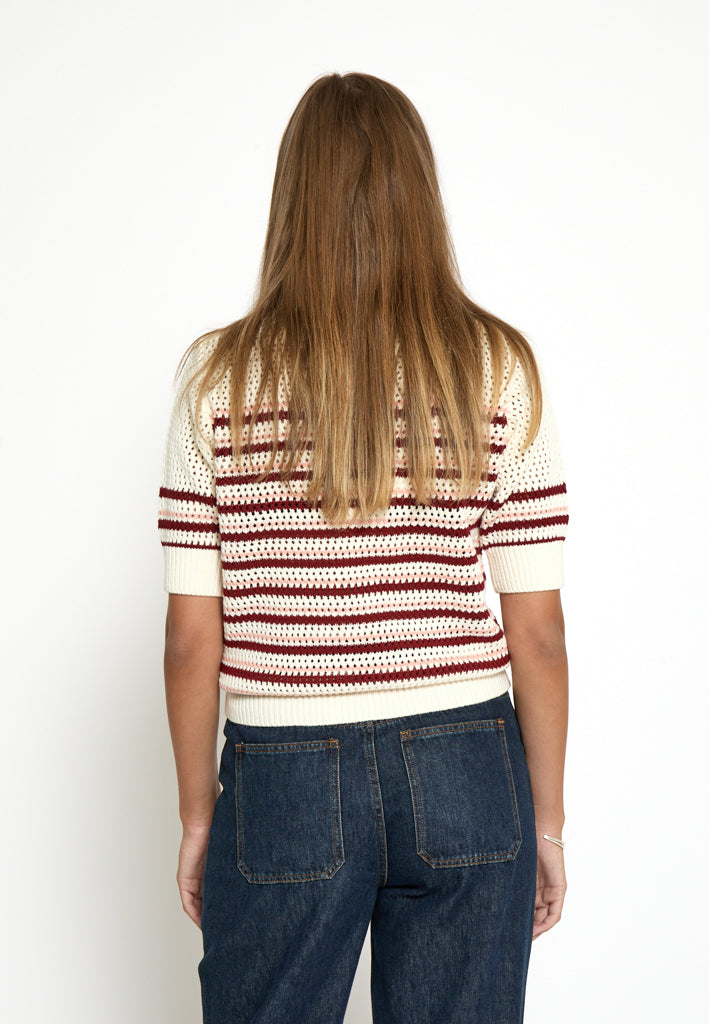 Minus MSKenzana Knit T-Shirt T-Shirt 240S Cloud Dancer/Pink Shell Stripe