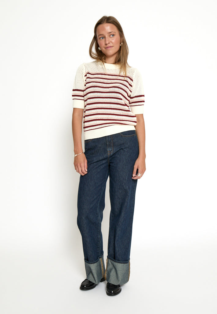 Minus MSKenzana Knit T-Shirt T-Shirt 240S Cloud Dancer/Pink Shell Stripe