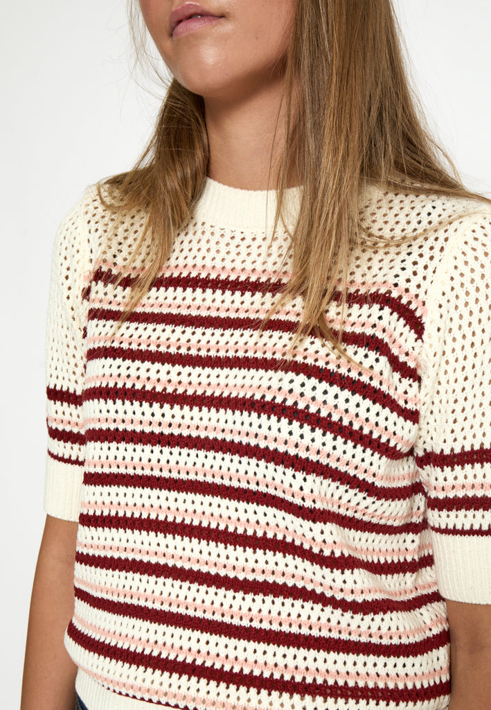 Minus MSKenzana Knit T-Shirt T-Shirt 240S Cloud Dancer/Pink Shell Stripe