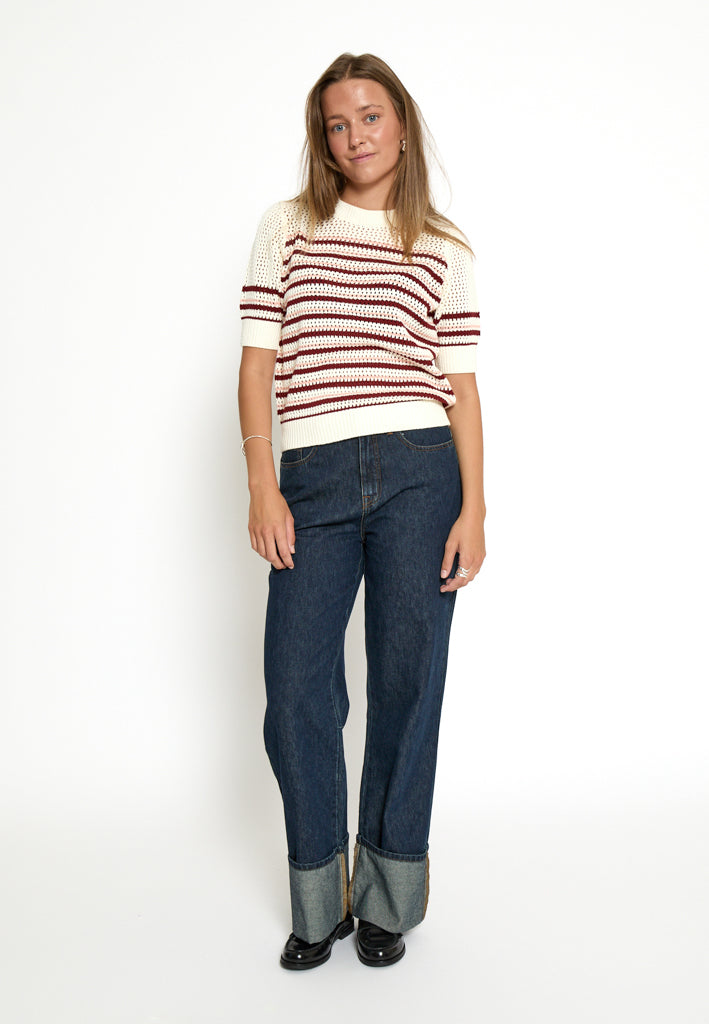 Minus MSKenzana Knit T-Shirt T-Shirt 240S Cloud Dancer/Pink Shell Stripe