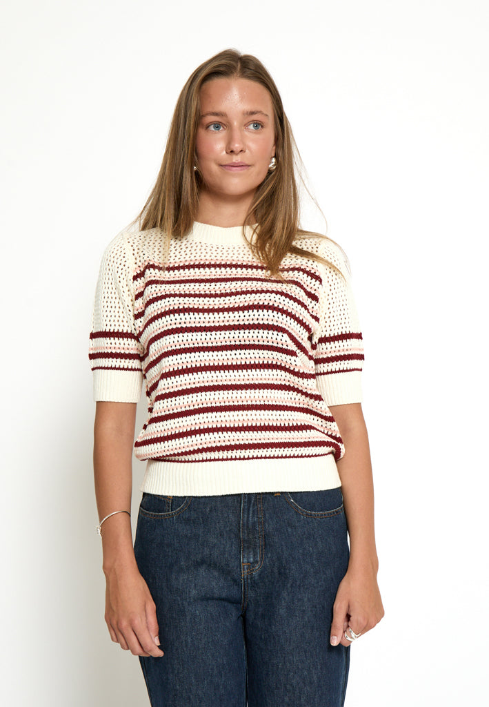 Minus MSKenzana Knit T-Shirt T-Shirt 240S Cloud Dancer/Pink Shell Stripe