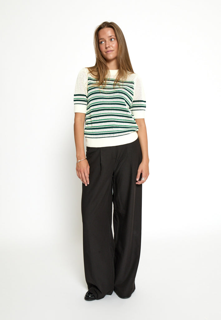 Minus MSKenzana Knit T-Shirt T-Shirt 248S Cloud Dancer/Green stripes