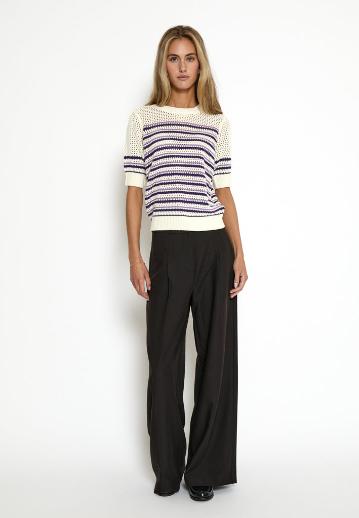 Minus MSKenzana Knit T-Shirt T-Shirt 249S Cloud Dancer/Purple Stripes