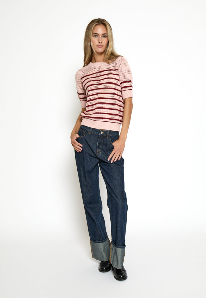 Minus MSKenzana Knit T-Shirt T-Shirt 4018S Fuchsia Pink Stripe