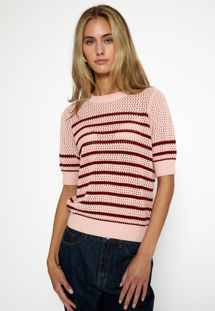 Minus MSKenzana Knit T-Shirt T-Shirt 4018S Fuchsia Pink Stripe