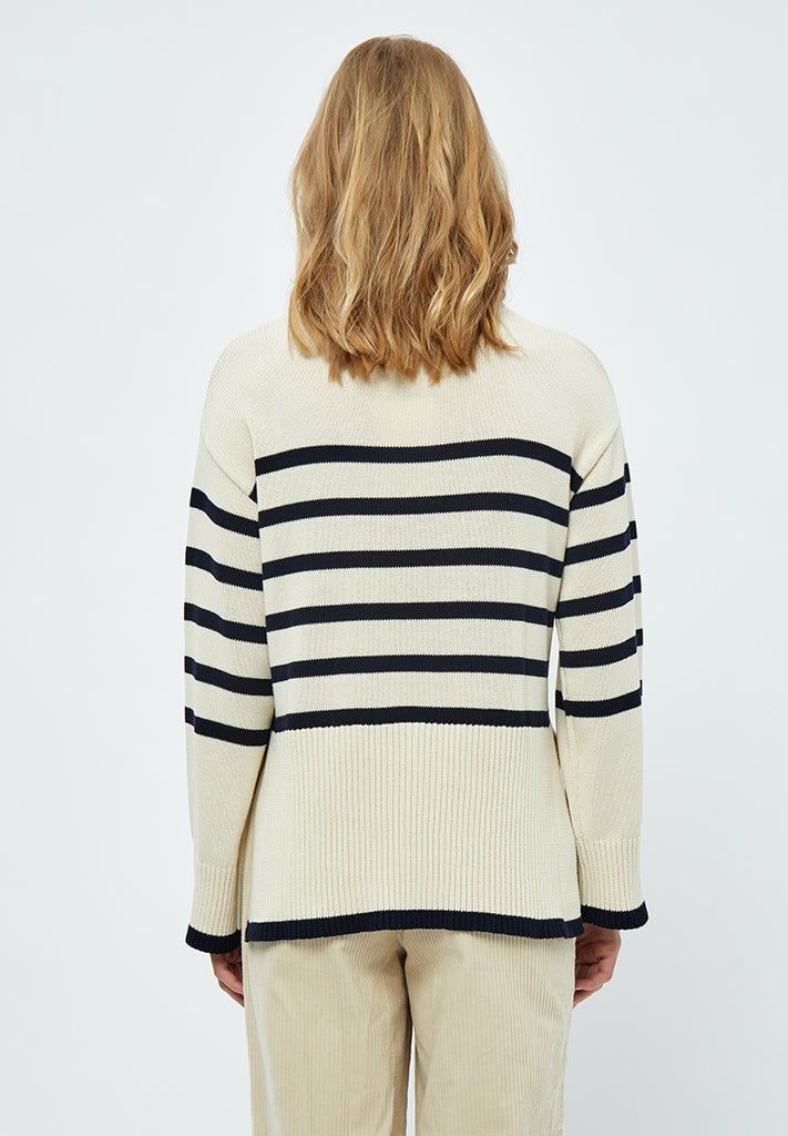 Minus MSLeonie Turtleneck Pullover 0011S Gardenia Stripe