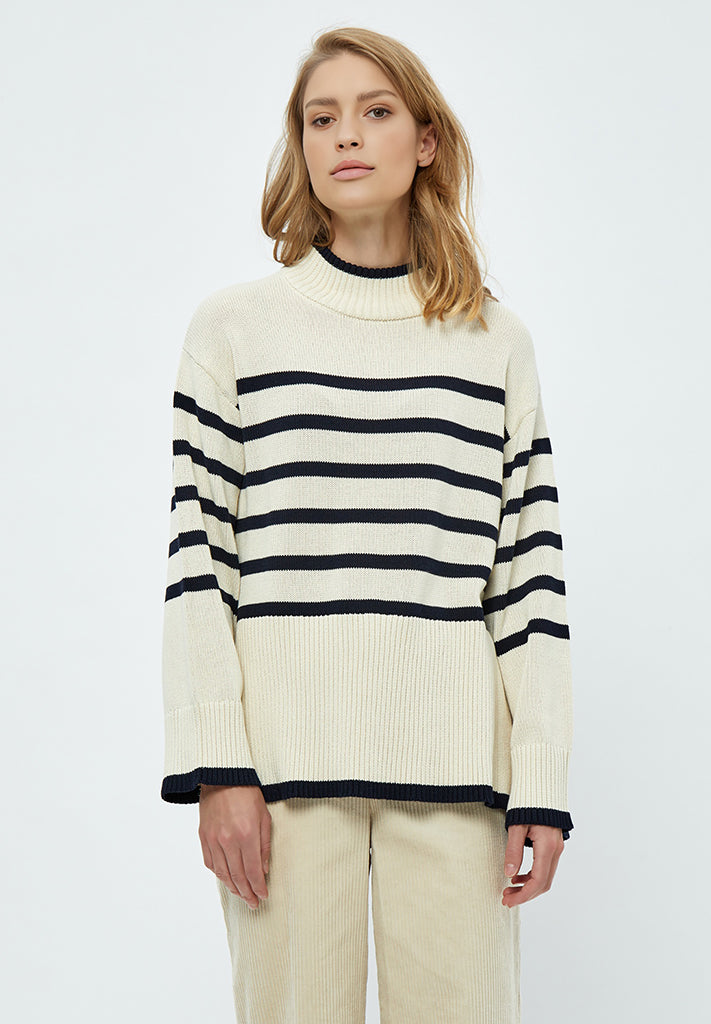 Minus MSLeonie Turtleneck Pullover 0011S Gardenia Stripe