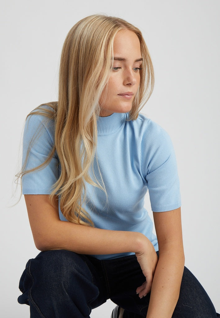 Minus MSLima Roll Neck Knit T-Shirt 1048 Ice Blue