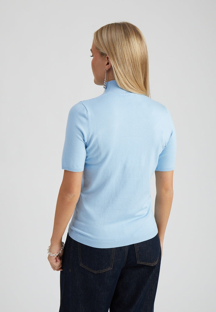 Minus MSLima Roll Neck Knit T-Shirt 1048 Ice Blue