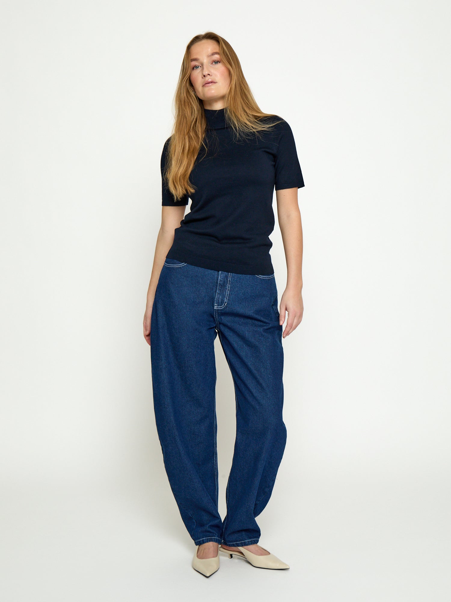 Minus MSLima Roll Neck Knit T-Shirt 542 Black Iris Solid
