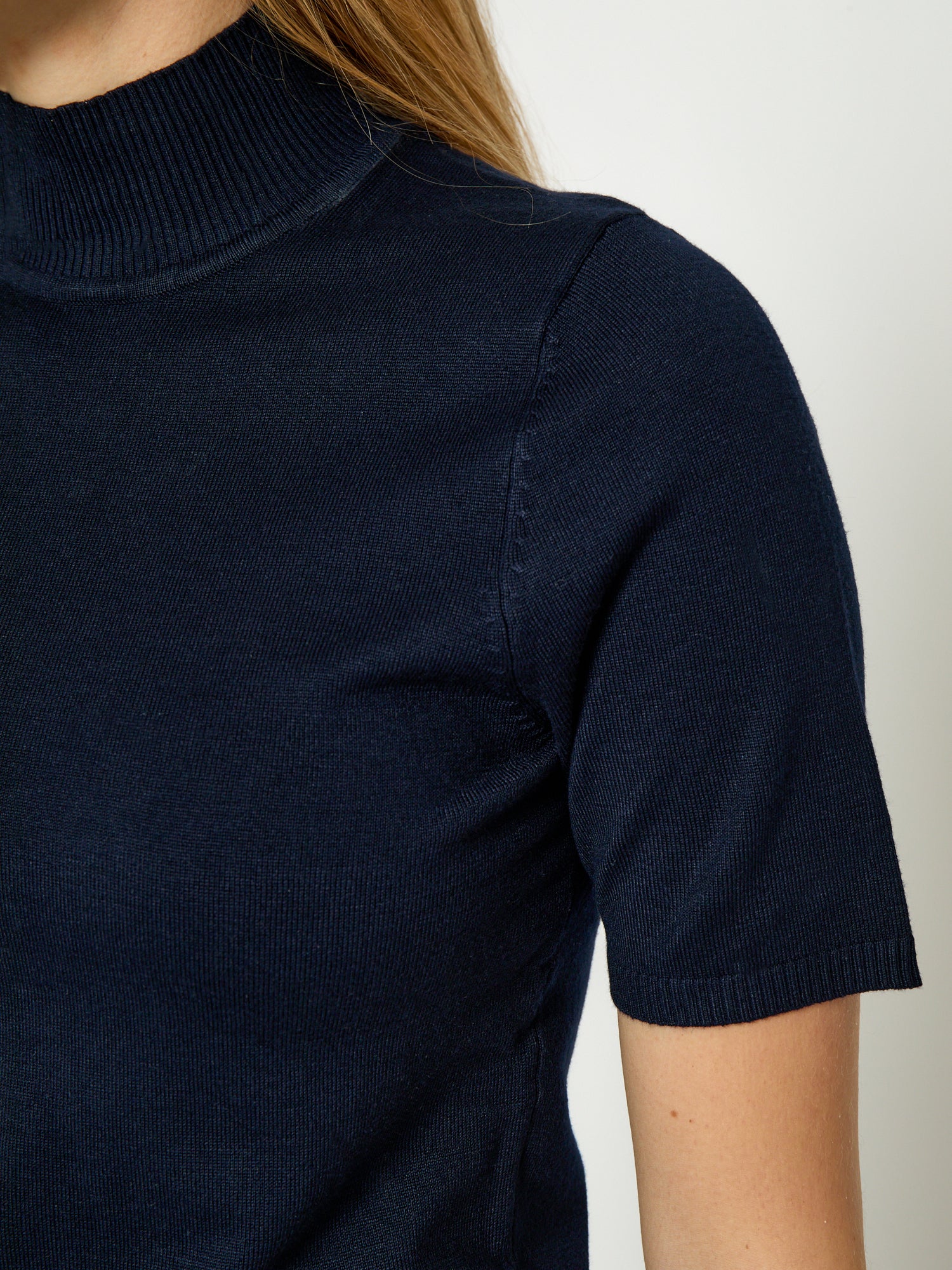 Minus MSLima Roll Neck Knit T-Shirt 542 Black Iris Solid