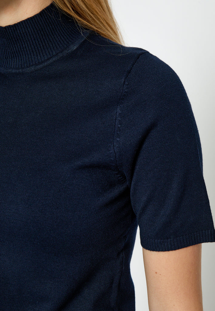 Minus MSLima Roll Neck Knit T-Shirt 542 Black Iris Solid
