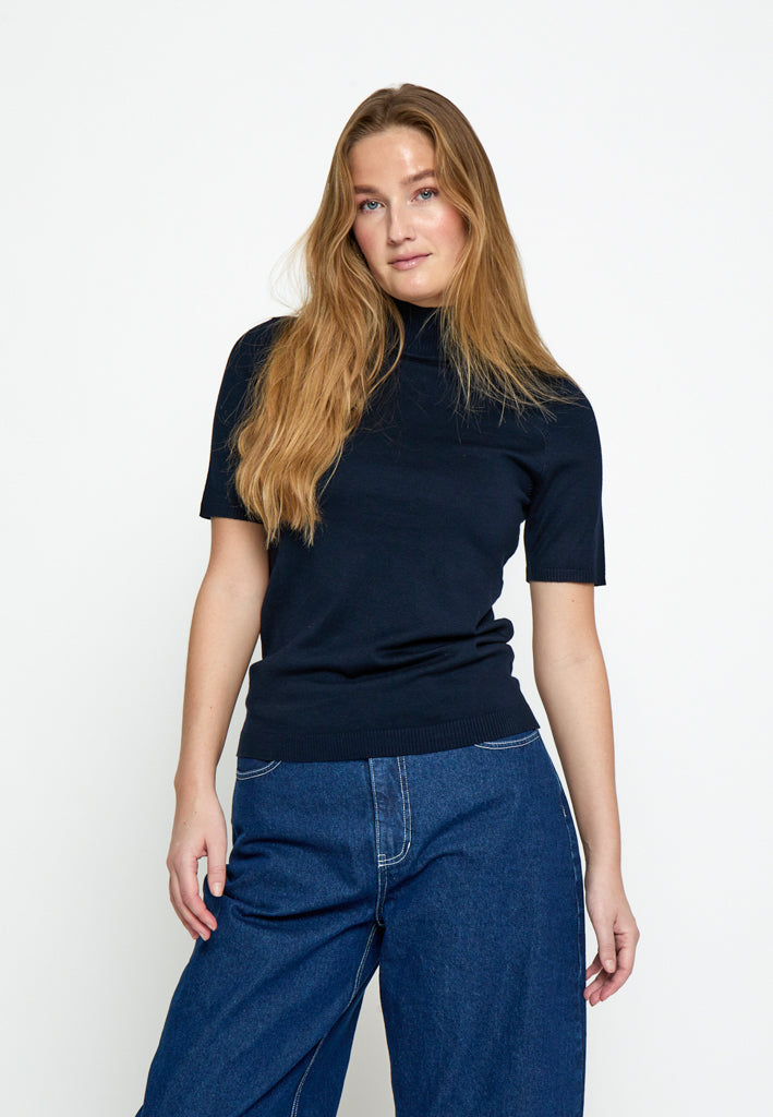 Minus MSLima Roll Neck Knit T-Shirt 542 Black Iris Solid