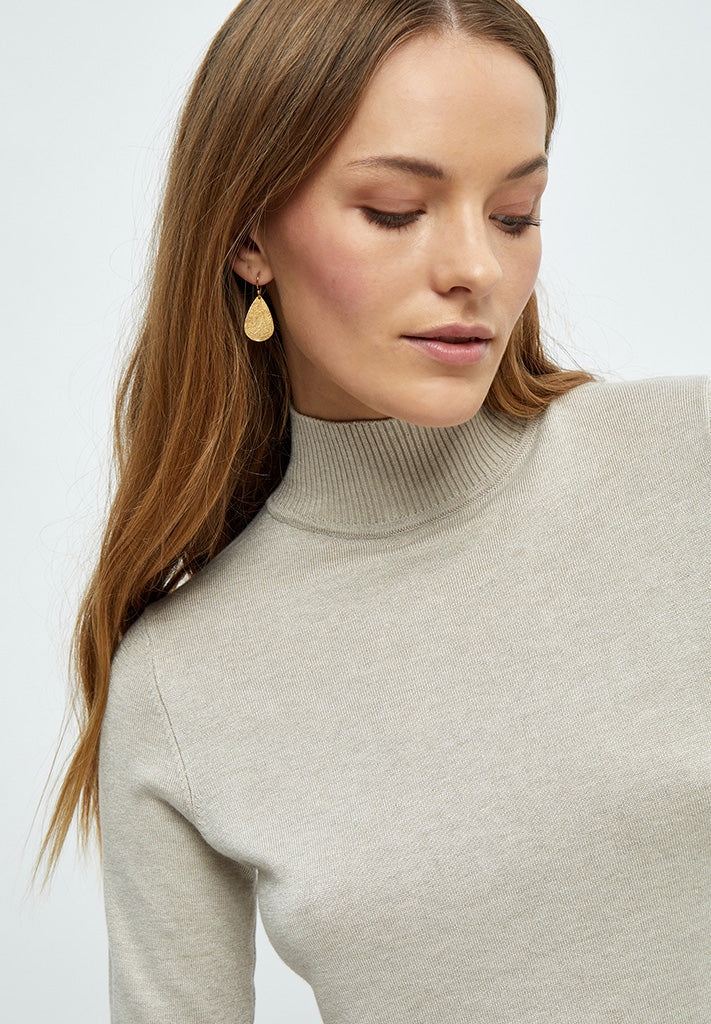 Minus MSLima Roll Neck Knit T-Shirt 9015M Sand Gray Melange