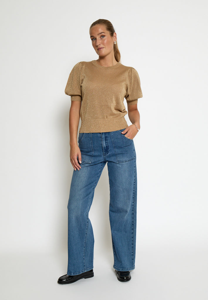 Minus MSLiva Metallic Pullover T-Shirt 0312Met Tan Metal.