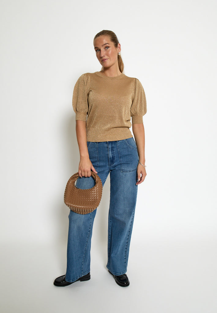 Minus MSLiva Metallic Pullover T-Shirt 0312Met Tan Metal.