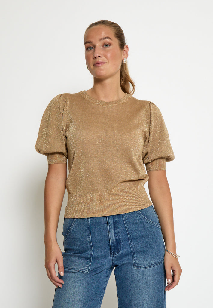 Minus MSLiva Metallic Pullover T-Shirt 0312Met Tan Metal.