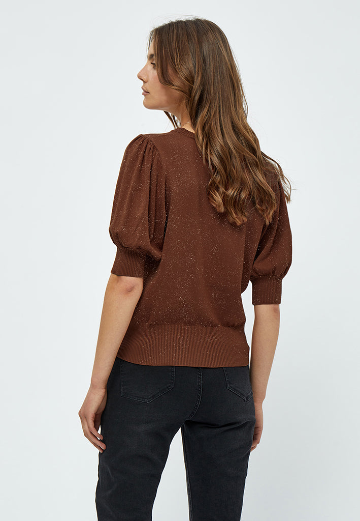 Minus MSLiva Metallic Pullover T-Shirt 5049MET Dark Cinnamon Brown Metallic