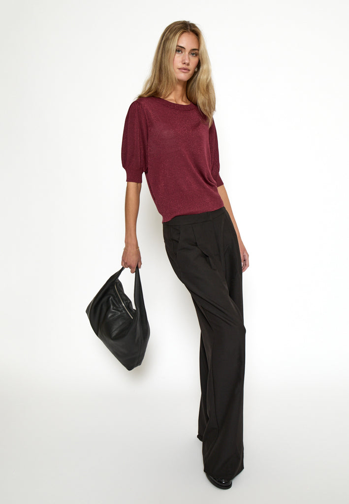 Minus MSLiva Metallic Pullover T-Shirt 7042MET Cordovan Met.
