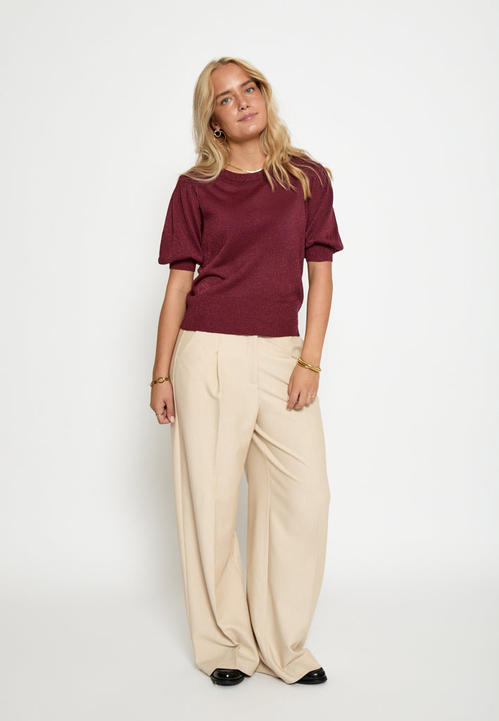 Minus MSLiva Metallic Pullover T-Shirt 7042MET Cordovan Met.
