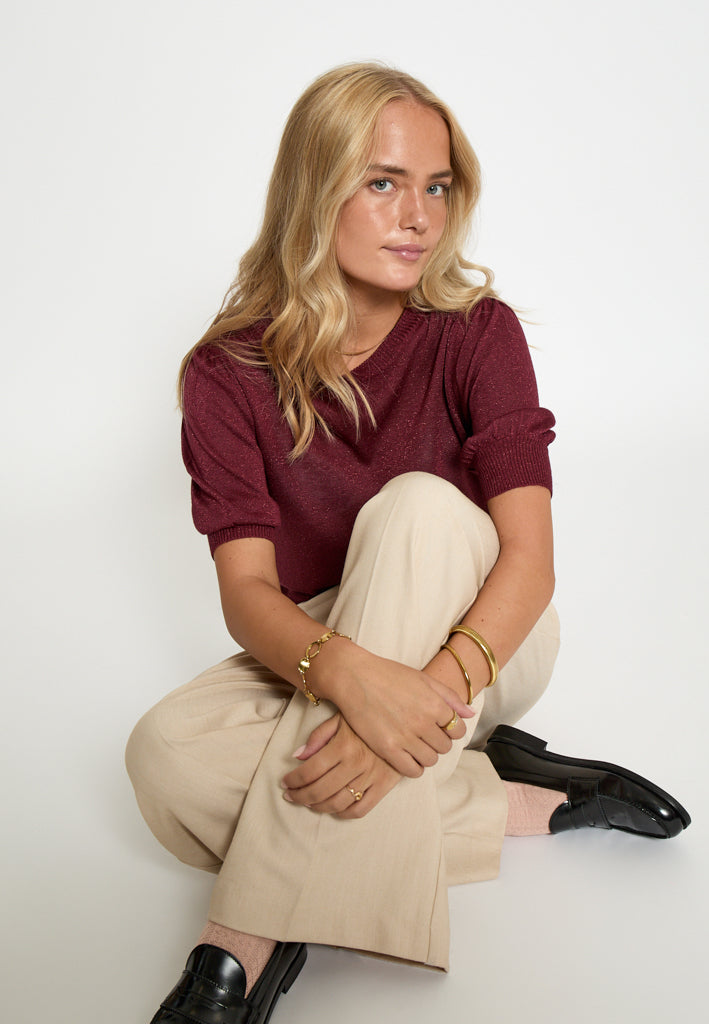Minus MSLiva Metallic Pullover T-Shirt 7042MET Cordovan Met.