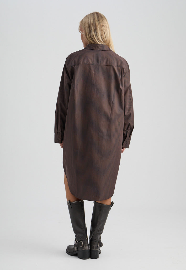 Minus MSLucy Short Dress Dress 5618S Bracken Brown Stripe