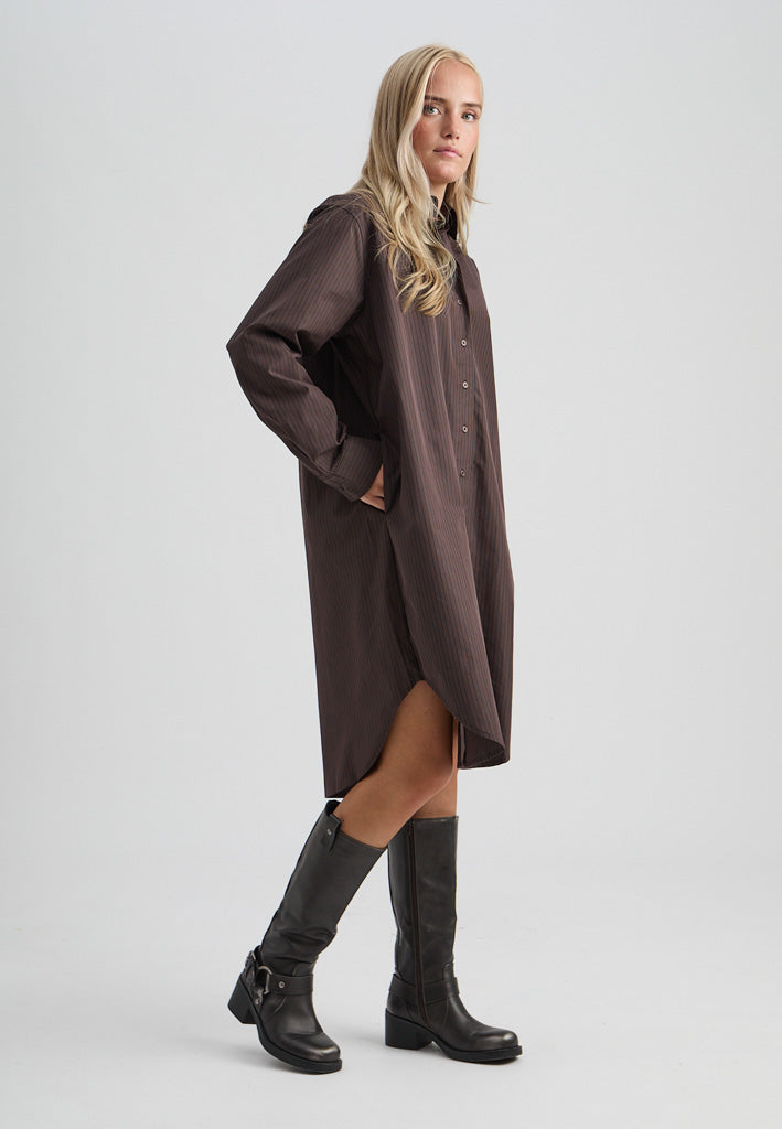 Minus MSLucy Short Dress Dress 5618S Bracken Brown Stripe