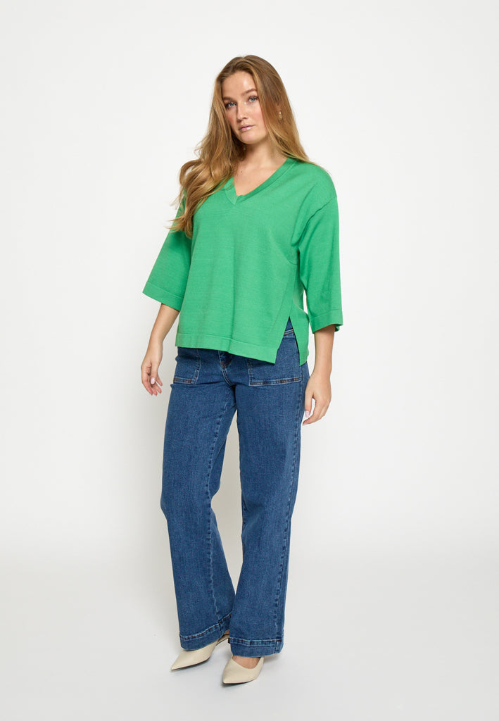 Minus MSLupi V-Neck Knit T-Shirt T-Shirt 3032 Greenbriar