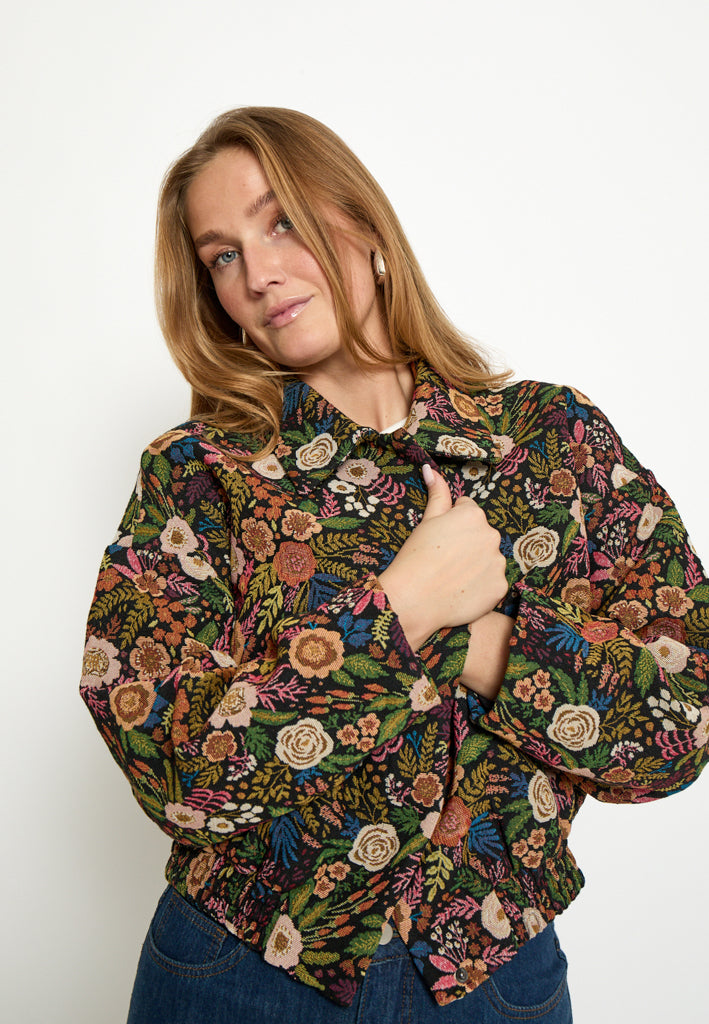 Minus MSMeg Jacket Jacket 9041P Black Flower Print