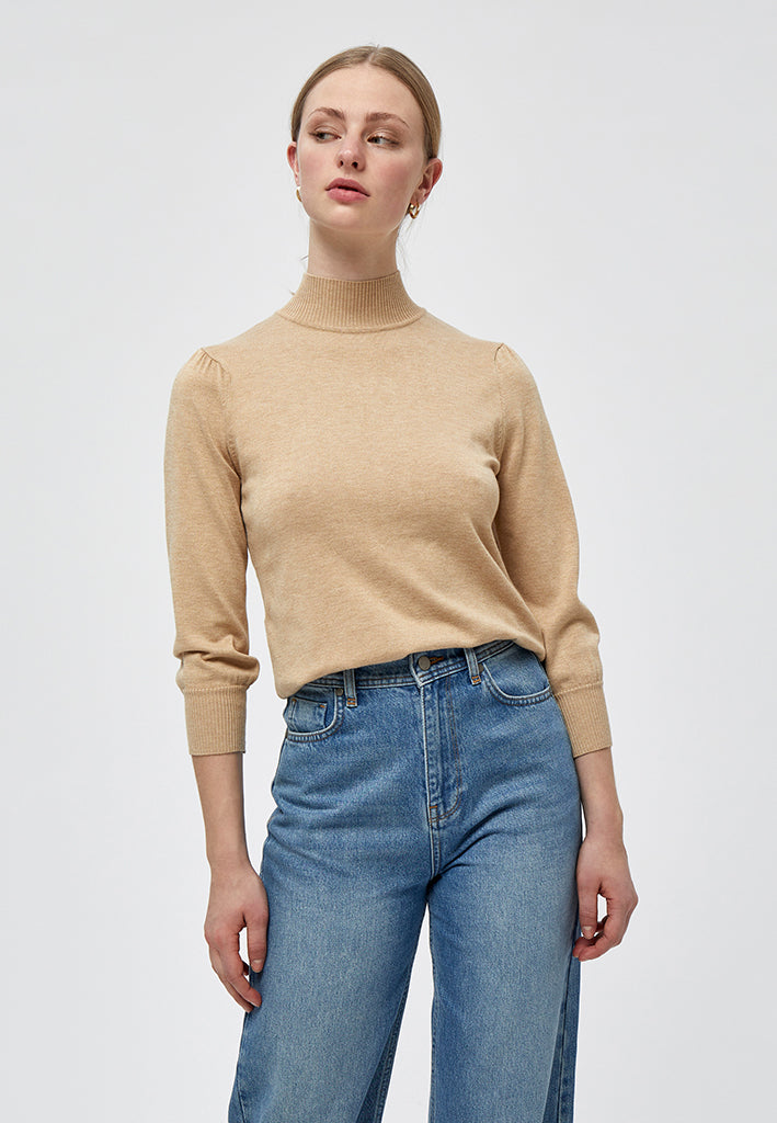 Minus MSMersin Roll Neck Knit Pullover 730M Warm Sand Melange