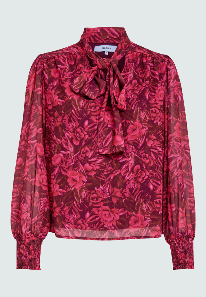 Minus MSMikela Bow Blouse Blouse 4122P Magenta Pink Print