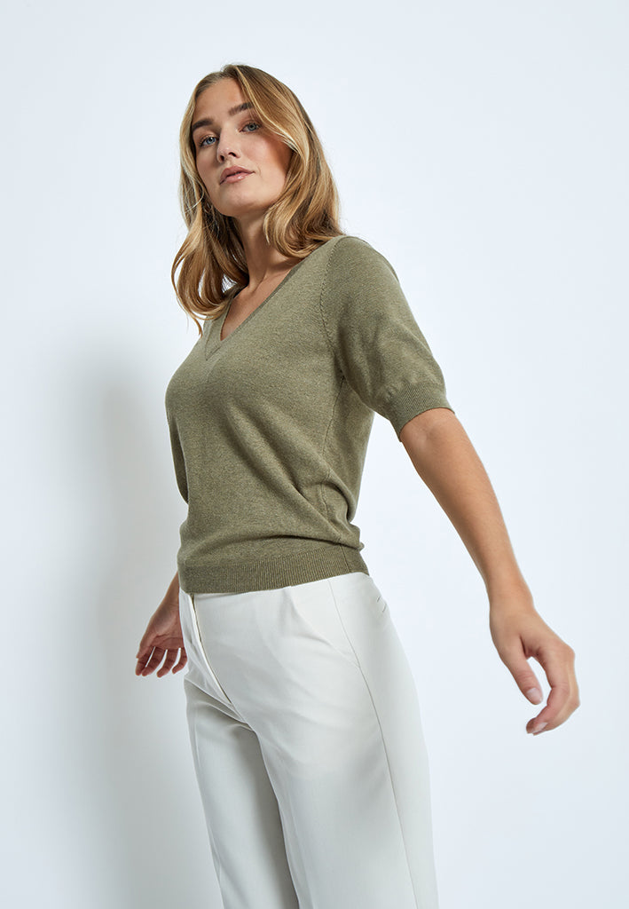 Minus MSMilla Knit T-Shirt T-Shirt 3819M Gothic Olive Melange