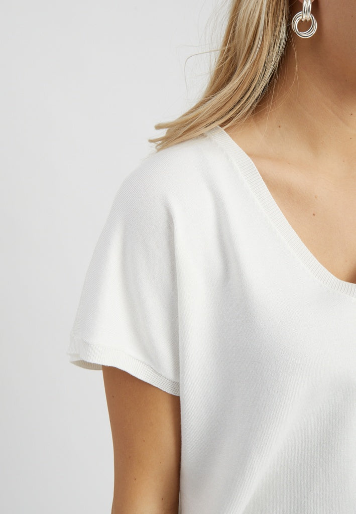 Minus Peyton Batsleeve Knit T-Shirt Pullover - Gebrochenes weiß