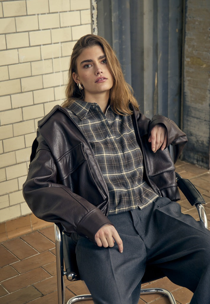 Minus MSRegine Shirt Shirt 3681C Tiramisu Checked