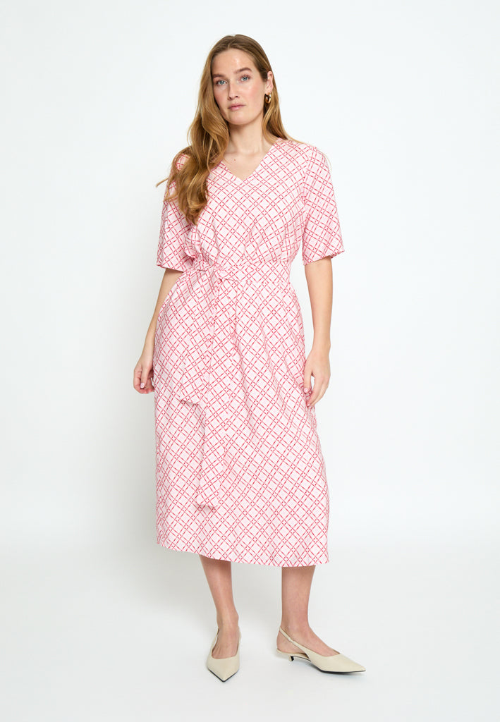 Minus MSSelvine v- Neck Dress Dress 4019P Prism Pink Print