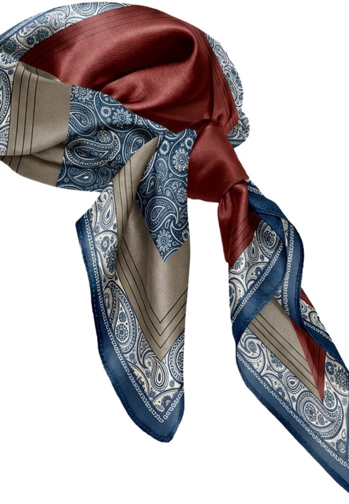 Minus MSSiri Silk Scarf Scarf 112P Navy Paisley Print
