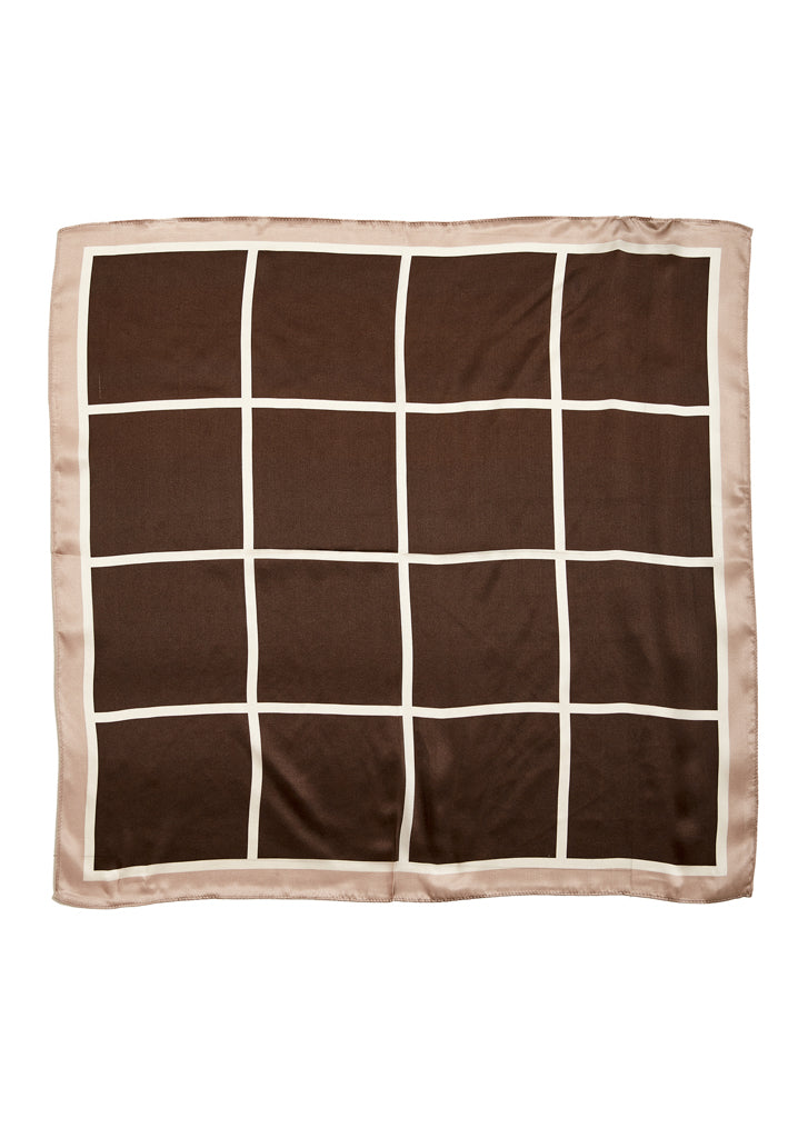 Minus MSSiri Silk Scarf Scarf 3681C Tiramisu Checked