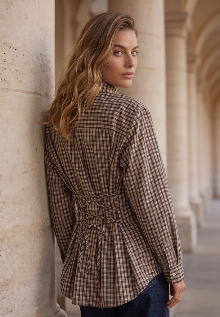 Minus MSSylvie Shirt Shirt 3681C Tiramisu Checked