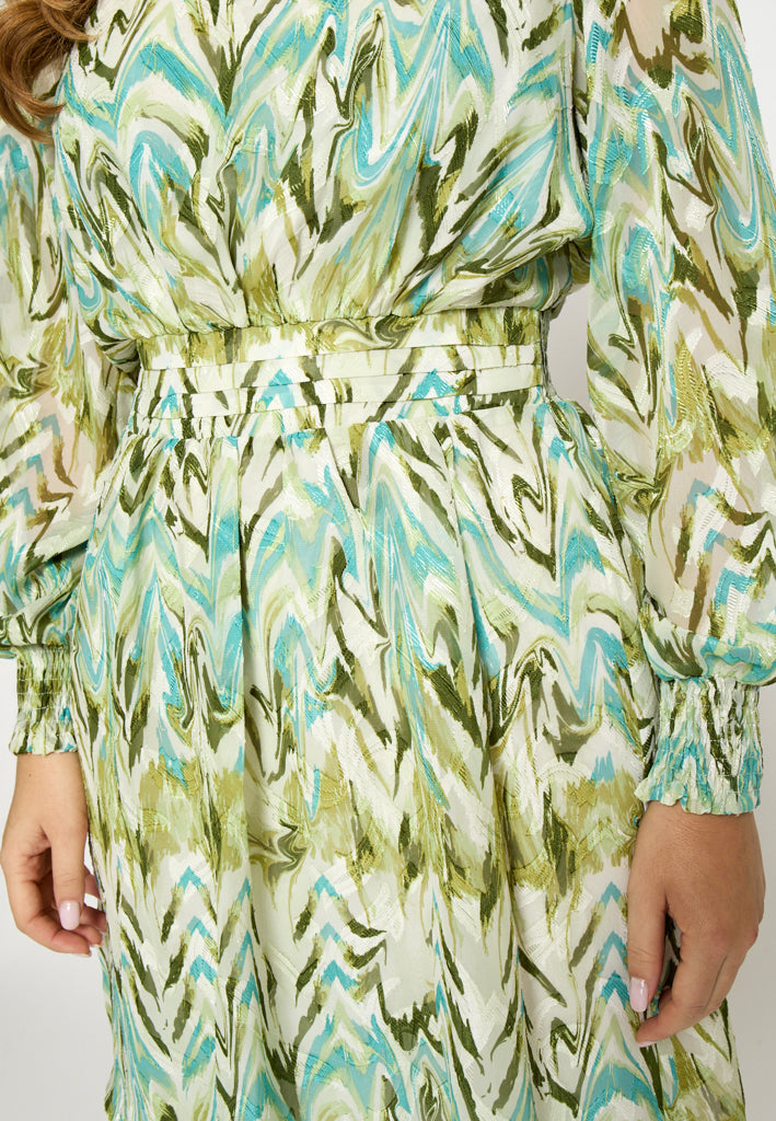 Minus MSValmia Dress Dress 3987P Olive Branch Print