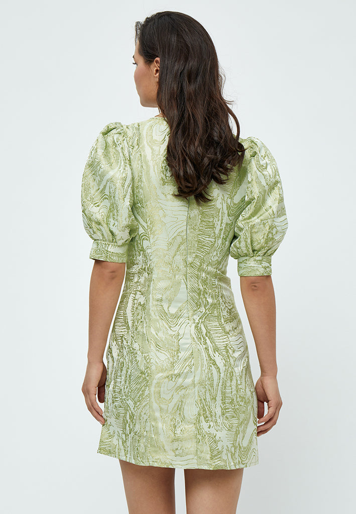 Peppercorn Marcy Jacquard V-Neck Dress Dress 3254P Green Mint Print