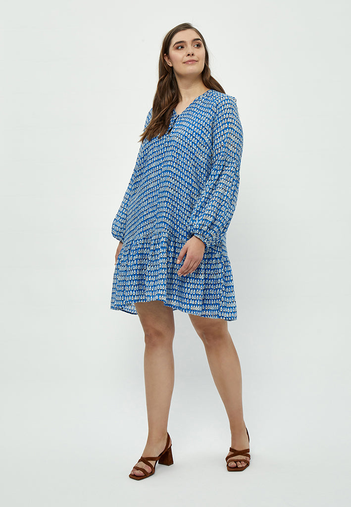 Peppercorn Marika Hensley Dress Curve Dress 2993P Marina Blue Print