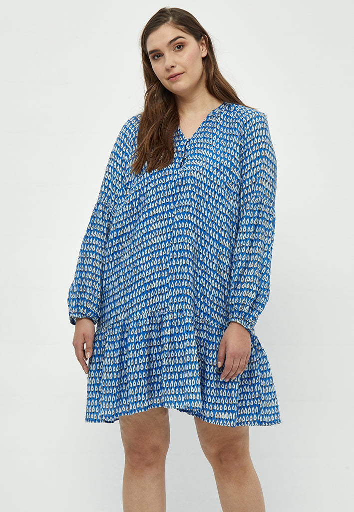 Peppercorn Marika Hensley Dress Curve Dress 2993P Marina Blue Print