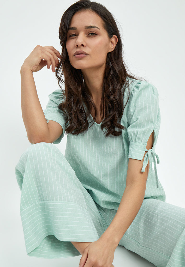 Peppercorn Monella Straight Leg Pant Pant 3254S Green Mint Stripe