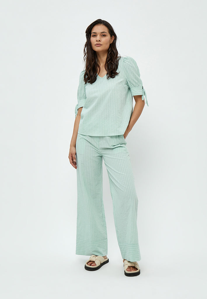 Peppercorn Monella Straight Leg Pant Pant 3254S Green Mint Stripe