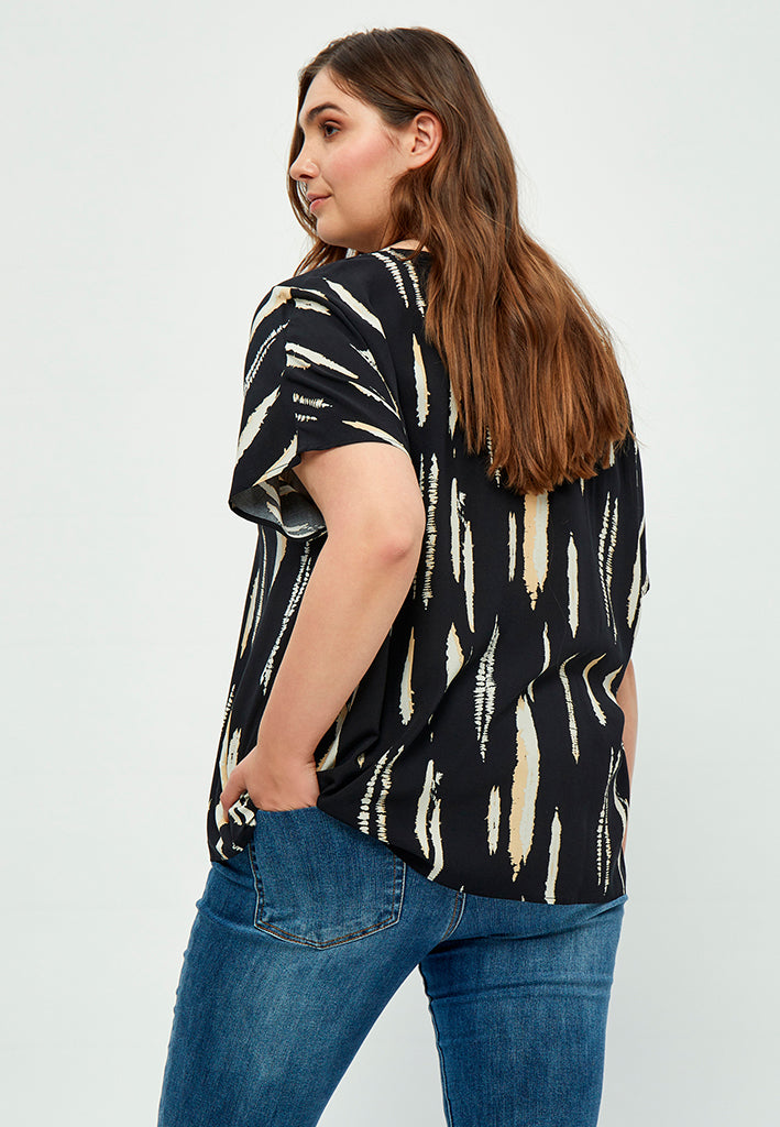 Peppercorn Nalia Elara Blouse Curve Blouse 0273P Warm Sand Print