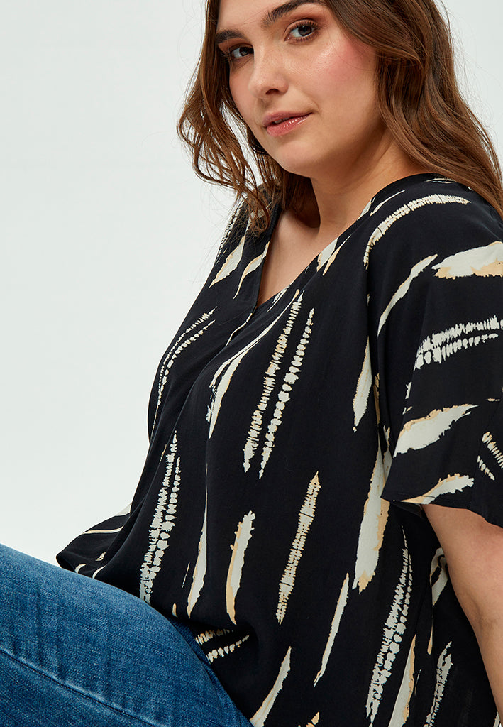 Peppercorn Nalia Elara Blouse Curve Blouse 0273P Warm Sand Print
