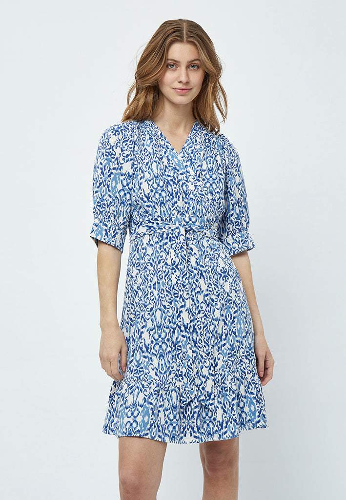 Peppercorn Nicoline Short Wrap Dress Dress 2993P Marina Blue Print