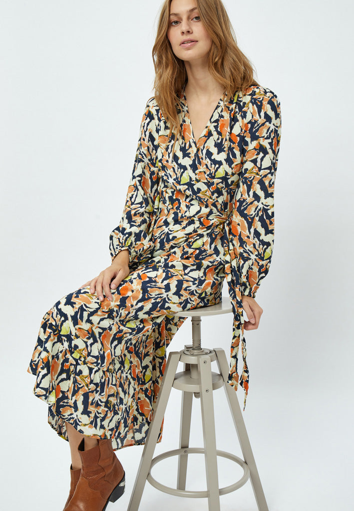 Peppercorn Odette Midi Wrap Dress Dress 2958P Jet Black Print